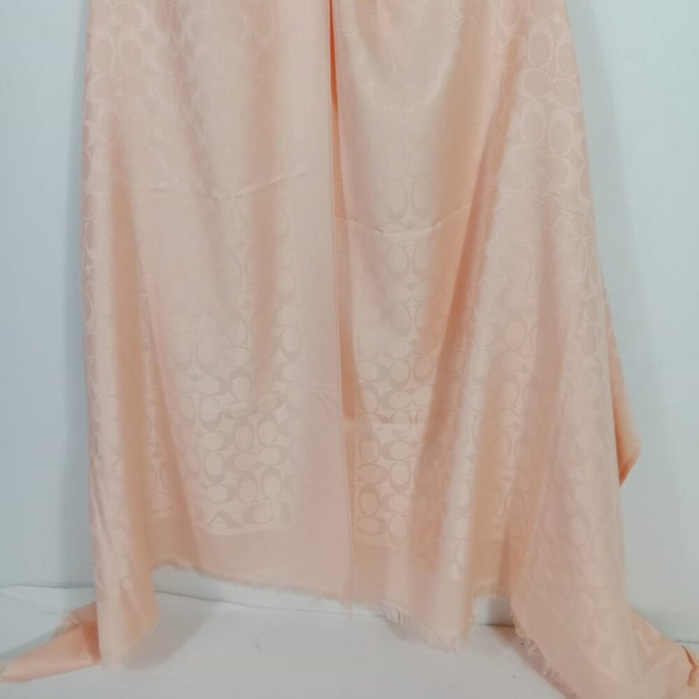Authentic Coach Stole Shawl Wrap 65%Cashmere 35% Silk Peach Used - Picture 1 of 11